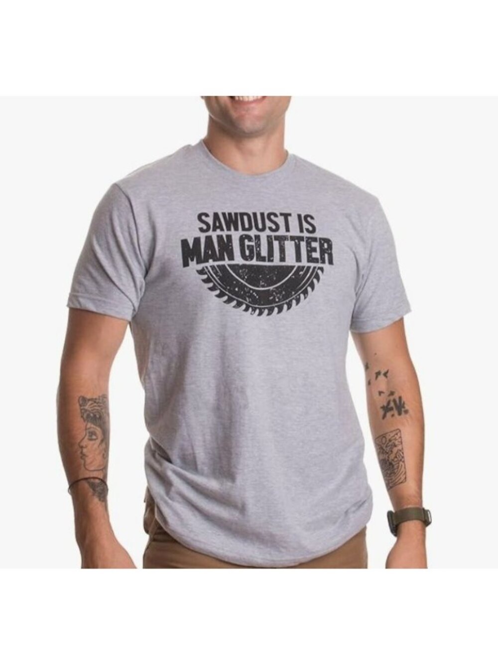 Sawdust Is Man Glitter Graphic Tshirt Mens Medium Gray Tultex